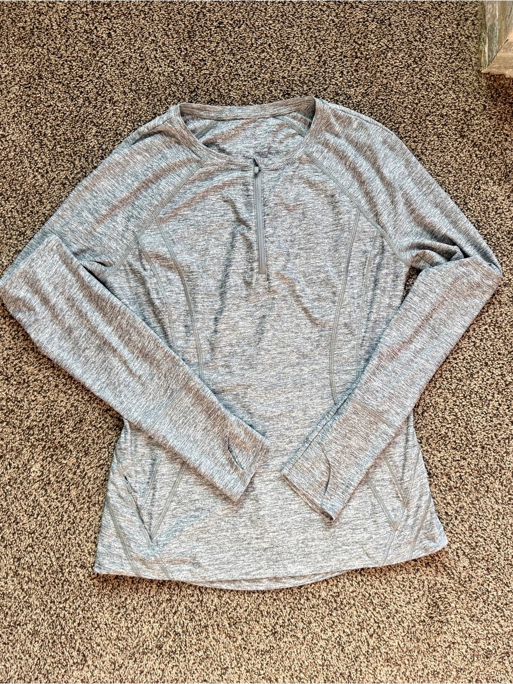 Athleta Heather Gray Quarter-Zip Long Sleeve Pullover